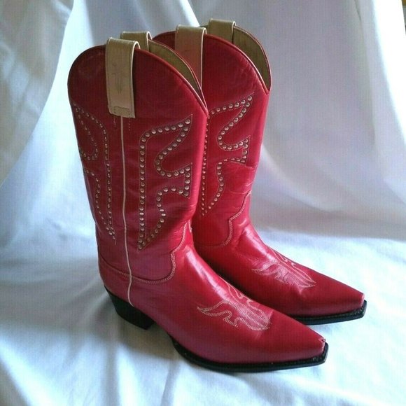 frye red cowboy boots